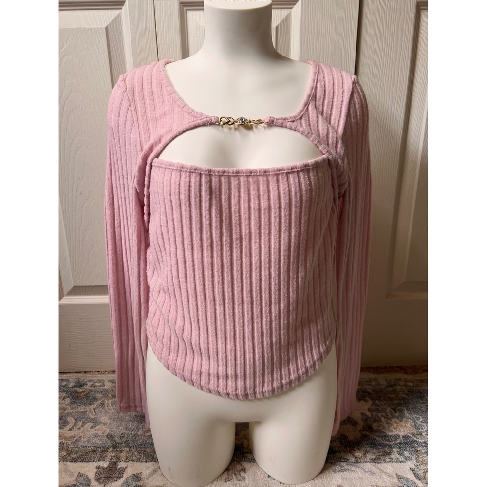 Y2K McBling Cutout Top Pink Size Large